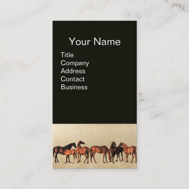 HORSES /MARES AND FOALS Black Business Card (Front)
