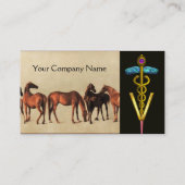 HORSES /MARES AND FOALS CADUCEUS VETERINARY SYMBOL BUSINESS CARD (Back)