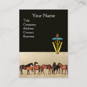 HORSES /MARES AND FOALS CADUCEUS VETERINARY SYMBOL BUSINESS CARD