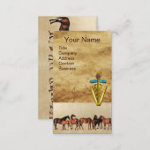 HORSES /MARES AND FOALS CADUCEUS VETERINARY SYMBOL BUSINESS CARD (Front/Back)