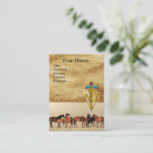 HORSES /MARES AND FOALS CADUCEUS VETERINARY SYMBOL BUSINESS CARD (Standing Front)