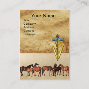 HORSES /MARES AND FOALS CADUCEUS VETERINARY SYMBOL BUSINESS CARD
