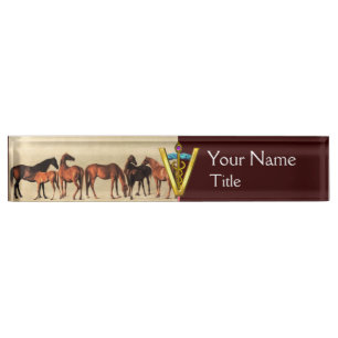 HORSES /MARES AND FOALS CADUCEUS VETERINARY SYMBOL NAMEPLATE