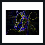 Horses & Moon Pop Art Square Poster Print<br><div class="desc">Pop Art Horses Silhouettes - Black Blue Horse Silhouettes / Pop Art Horses - Farm Animals / Horses Comic Style Digital Pop Art Artwork - Pop Art Horse Digital Drawing / Sketch Posters Prints</div>