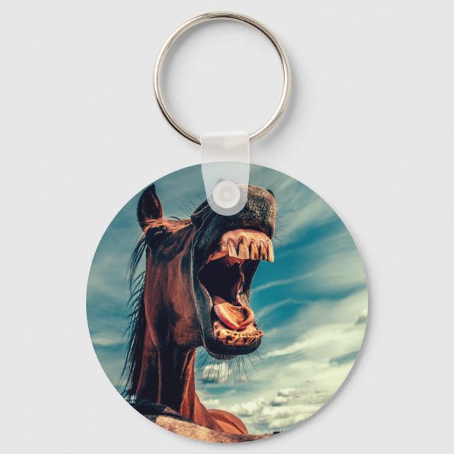 Horse's Mouth Teeth Neigh Wild Horse Animal Key Ring (Front)