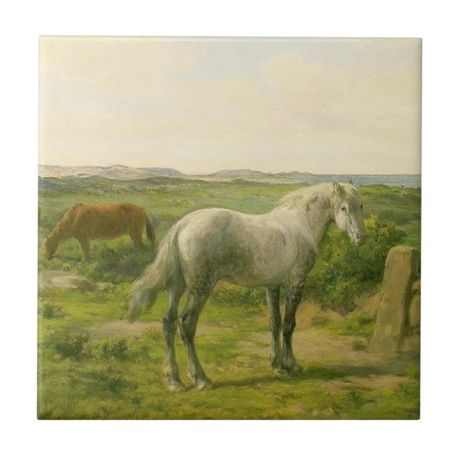 Horses Near the Seaside (by Rosa Bonheur) Tile (Front)