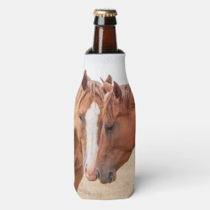 Horses nuzzling in a pasture bottle cooler