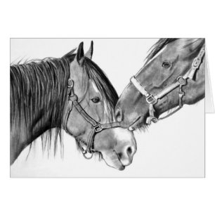 Horses Nuzzling: Original Pencil Drawing