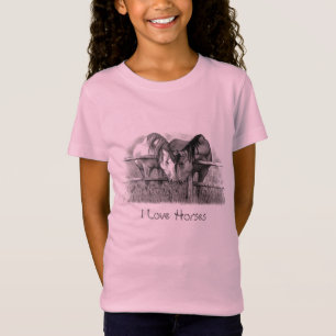 Horses Nuzzling: Original Pencil Drawing T-Shirt