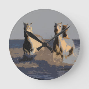 Horses of the Sea - Wild Horses Round Clock