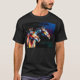 Horses oil portrait painting in multicolored tones T-Shirt