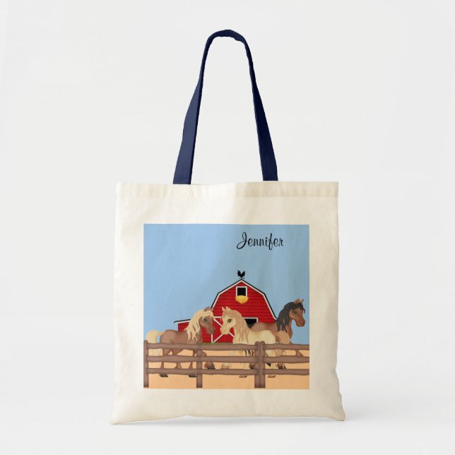 Horses on a Farm Tote Bag (Front)
