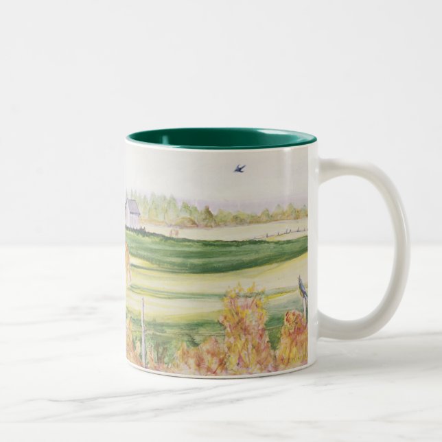 Horses on a Farm Two-Tone Coffee Mug (Right)