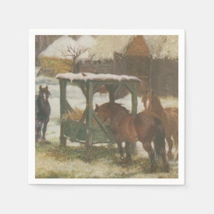Horses on Christmas Day Napkin