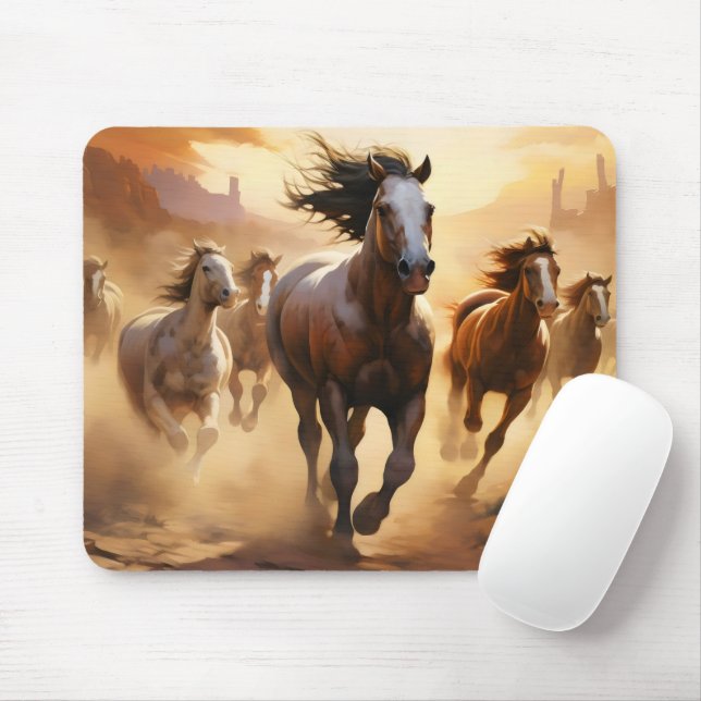Horses on Desert Mouse Mat (With Mouse)