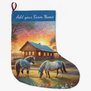Horses on Farm Large Christmas Stocking