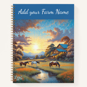 Horses on Farm Wildflower Meadow Notebook