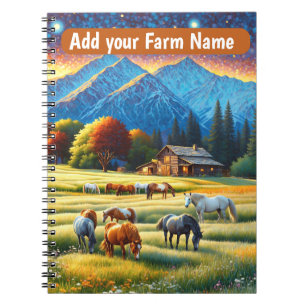 Horses on Farm Wildflower Meadow Notebook