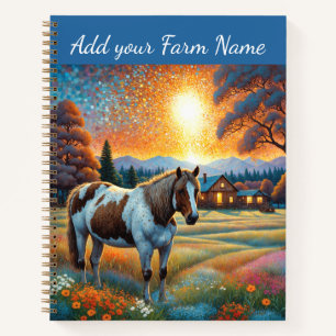 Horses on Farm Wildflower Meadow Notebook