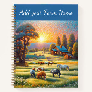 Horses on Farm Wildflower Meadow Notebook