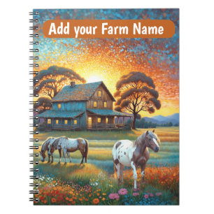 Horses on Farm Wildflower Meadow Notebook