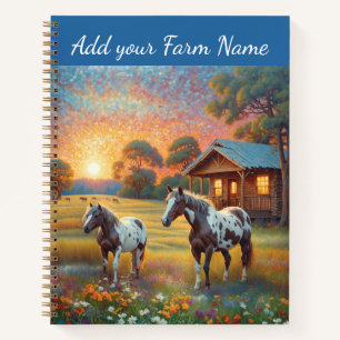 Horses on Farm Wildflower Meadow Notebook