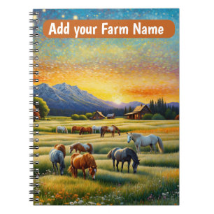 Horses on Farm Wildflower Meadow Notebook