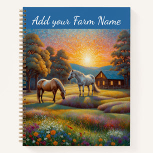 Horses on Farm Wildflower Meadow Notebook