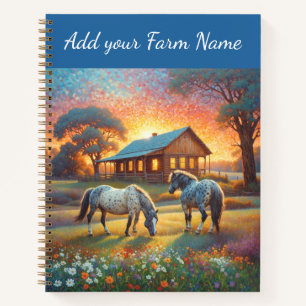 Horses on Farm Wildflower Meadow Notebook