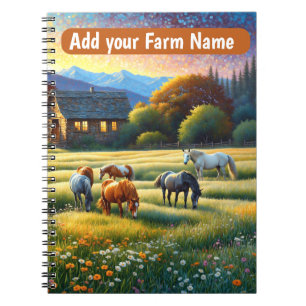 Horses on Farm Wildflower Meadow Notebook