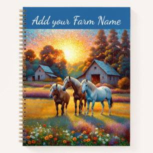Horses on Farm Wildflower Meadow Notebook