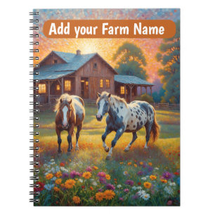 Horses on Farm Wildflower Meadow Notebook