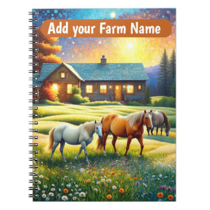 Horses on Farm Wildflower Meadow Notebook
