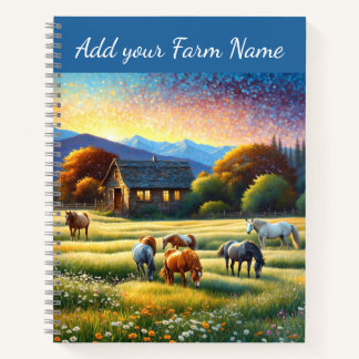 Horses on Farm Wildflower Meadow Notebook