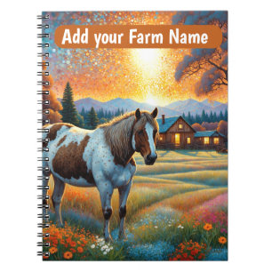 Horses on Farm Wildflower Meadow Notebook