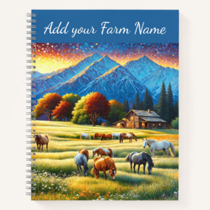 Horses on Farm Wildflower Meadow Notebook