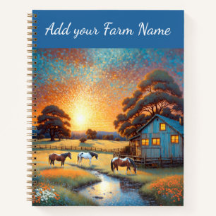 Horses on Farm Wildflower Meadow Notebook