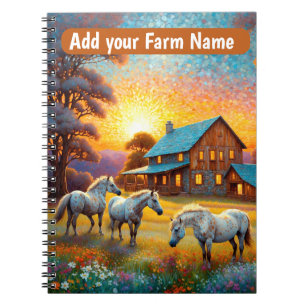 Horses on Farm Wildflower Meadow Notebook