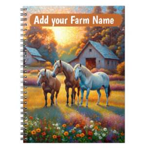Horses on Farm Wildflower Meadow Notebook