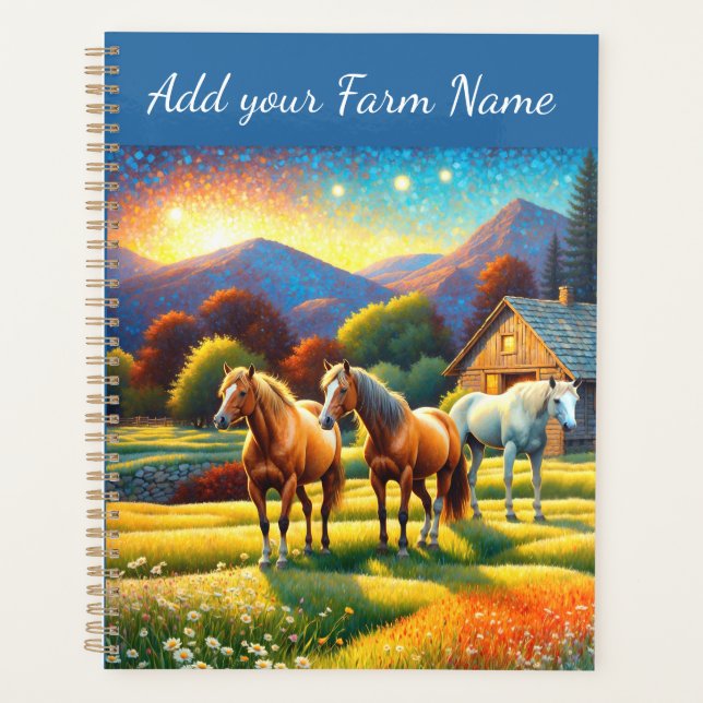 Horses on Farm Wildflower Meadow Planner (Front)