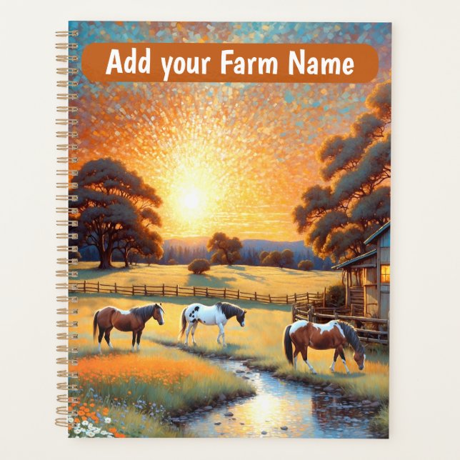 Horses on Farm Wildflower Meadow Planner (Front)
