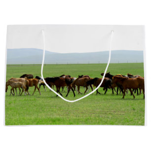 Horses on Grassland - Landscape Photograph Large Gift Bag