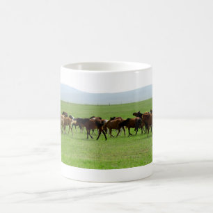 Horses on Pasture - Landscape Photograph Coffee Mug
