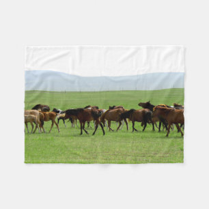 Horses on Pasture - Landscape Photograph Fleece Blanket