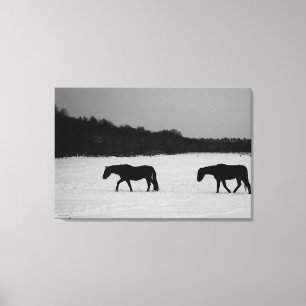 Horses On Snow 36x24 (90x60cm) waccn Canvas Print
