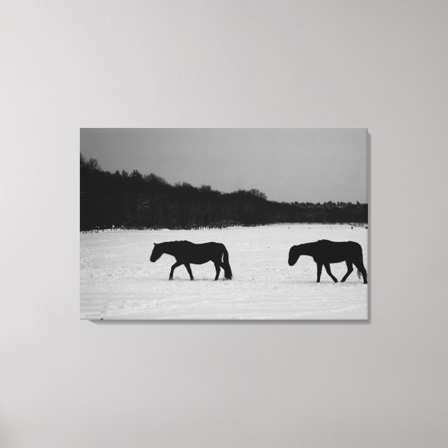 Horses On Snow 36x24 (90x60cm) waccna Canvas Print (Front)