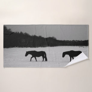 Horses On Snow btcn Bath Towel Set