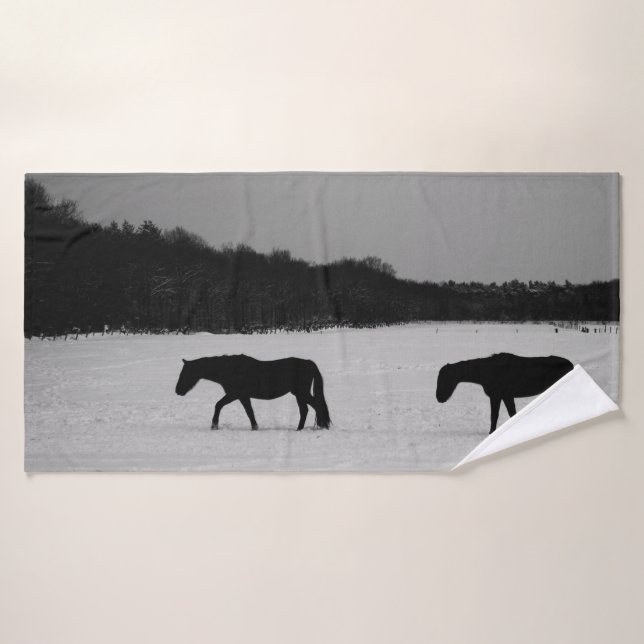 Horses On Snow btcnm Bath Towel Set (Bath Towel)