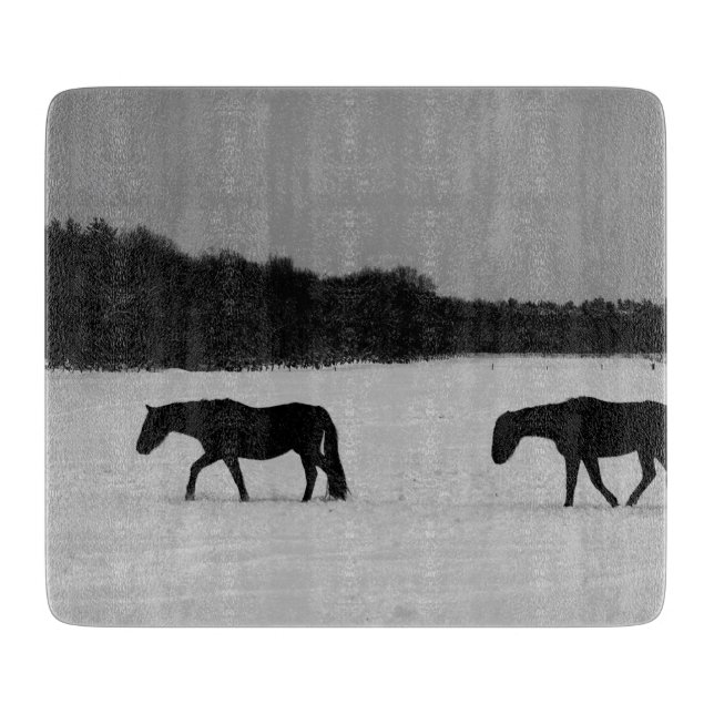 Horses On Snow cbcna Cutting Board (Front)