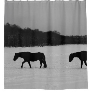 Horses On Snow scm Shower Curtain
